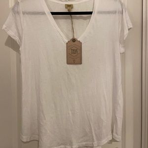 White v-neck tee